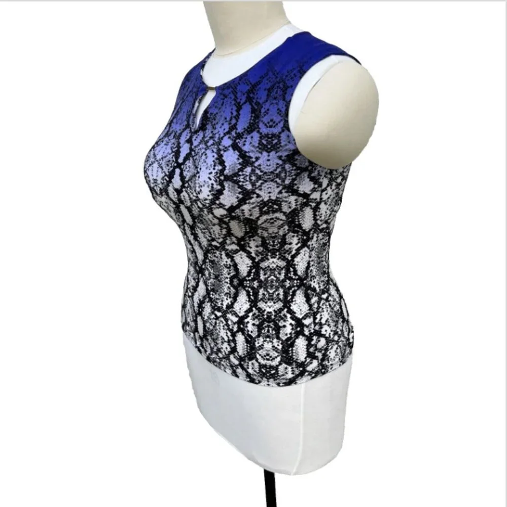 Calvin Klein - Purple Black and White Snake Print Keyhole Tank Top M/L - Picture 4 of 14